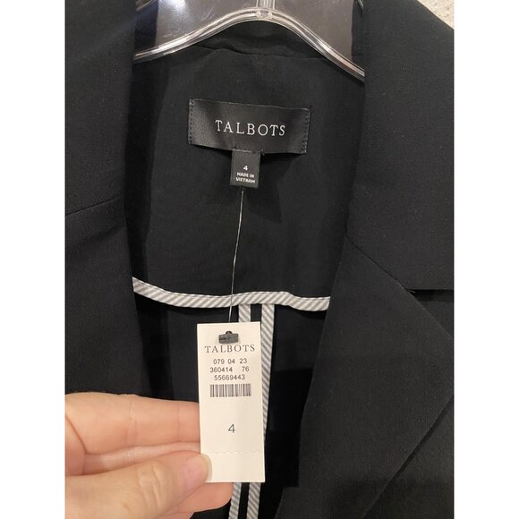 Talbots Blazer Womens 4 Black Double Breasted Jacket Classic Career Workwear - Picture 3 of 4